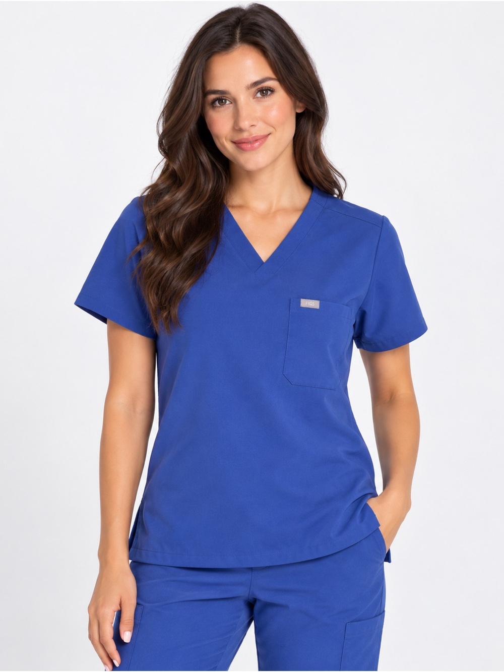 FIGS Technical Collection Blue V-Neck Scrub Top Size Small